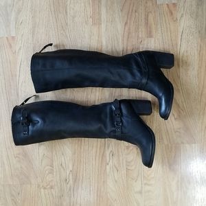 Steve Madden Black Leather Knee High Boots Size 7M